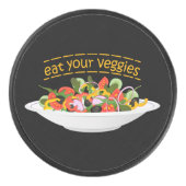 Iss Your Veggies Zitat frisch Salat Mix Schüssel g Eishockey Puck (Vorderseite)