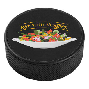 Iss Your Veggies Zitat frisch Salat Mix Schüssel g Eishockey Puck