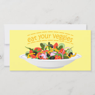 Iss Your Veggies Zitat frisch Salat Mix Schüssel g Feiertagskarte