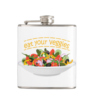Iss Your Veggies Zitat frisch Salat Mix Schüssel g Flachmann