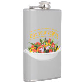 Iss Your Veggies Zitat frisch Salat Mix Schüssel g Flachmann (Rechts)