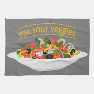 Iss Your Veggies Zitat frisch Salat Mix Schüssel g Geschirrtuch