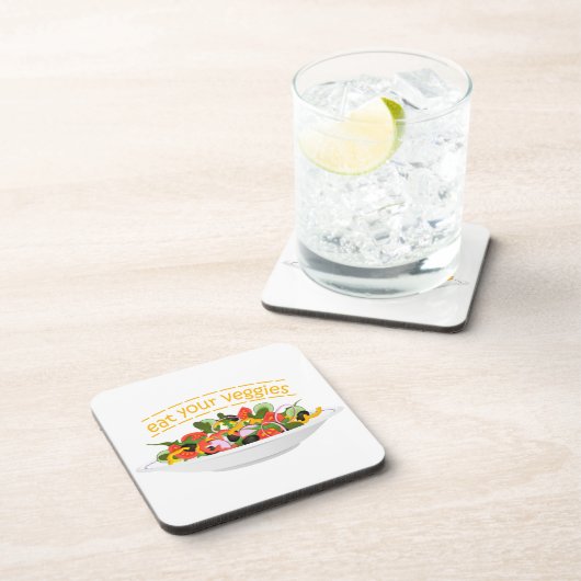Iss Your Veggies Zitat frisch Salat Mix Schüssel g Getränkeuntersetzer (Rechte Seite)