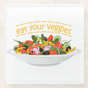 Iss Your Veggies Zitat frisch Salat Mix Schüssel g Glasuntersetzer