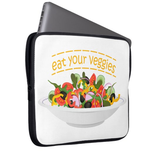 Iss Your Veggies Zitat frisch Salat Mix Schüssel g Laptopschutzhülle (Vorne Rechts)