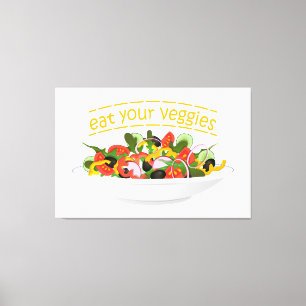 Iss Your Veggies Zitat frisch Salat Mix Schüssel g Leinwanddruck