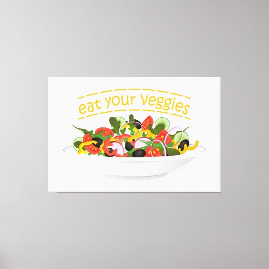 Iss Your Veggies Zitat frisch Salat Mix Schüssel g Leinwanddruck (Vorderseite)
