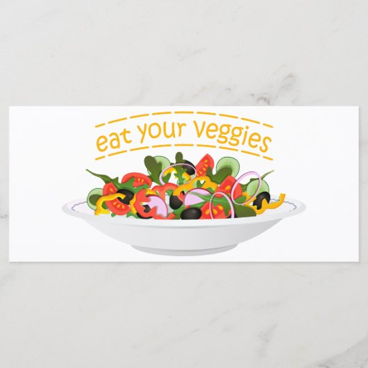 Iss Your Veggies Zitat frisch Salat Mix Schüssel g Menükarte (Rückseite)