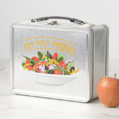 Iss Your Veggies Zitat frisch Salat Mix Schüssel g Metall Brotdose (Beispiel)