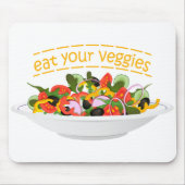 Iss Your Veggies Zitat frisch Salat Mix Schüssel g Mousepad (Vorne)