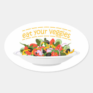 Iss Your Veggies Zitat frisch Salat Mix Schüssel g Ovaler Aufkleber