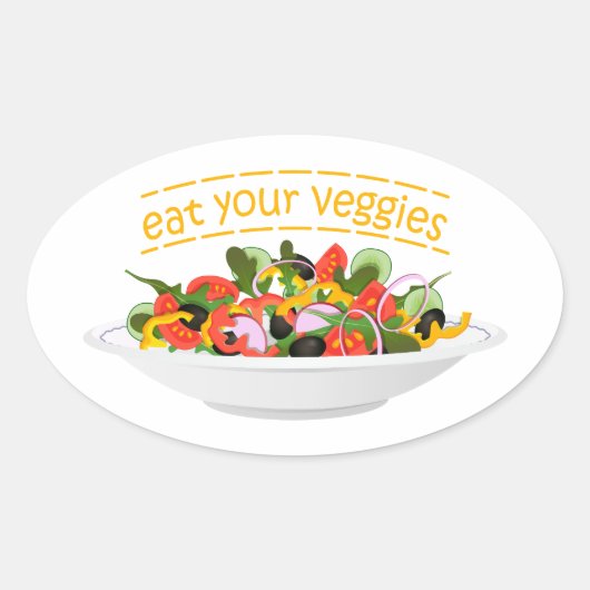 Iss Your Veggies Zitat frisch Salat Mix Schüssel g Ovaler Aufkleber (Vorderseite)