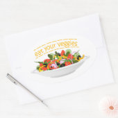 Iss Your Veggies Zitat frisch Salat Mix Schüssel g Ovaler Aufkleber (Umschlag)