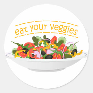 Iss Your Veggies Zitat frisch Salat Mix Schüssel g Runder Aufkleber