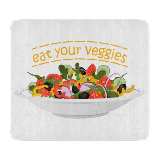 Iss Your Veggies Zitat frisch Salat Mix Schüssel g Schneidebrett (Vorderseite)