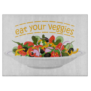 Iss Your Veggies Zitat frisch Salat Mix Schüssel g Schneidebrett