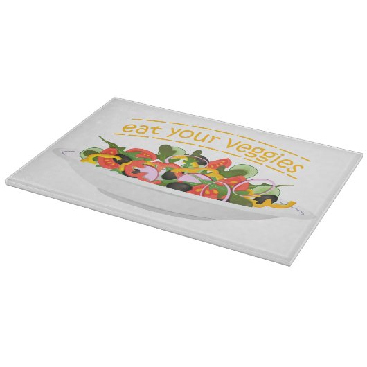 Iss Your Veggies Zitat frisch Salat Mix Schüssel g Schneidebrett (Ecke)