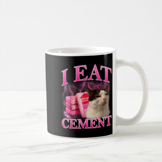 Iss Zement Funny Cat Meme Internet Memes Grafik Kaffeetasse (Rechts)