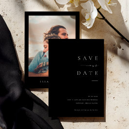 ISSA Black Elegant Save-the-Date-Einladung mit Fot Einladung