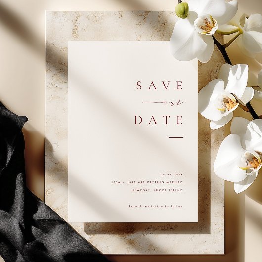 ISSA Bugundy Elegant Save the Date Photo Invite Einladung