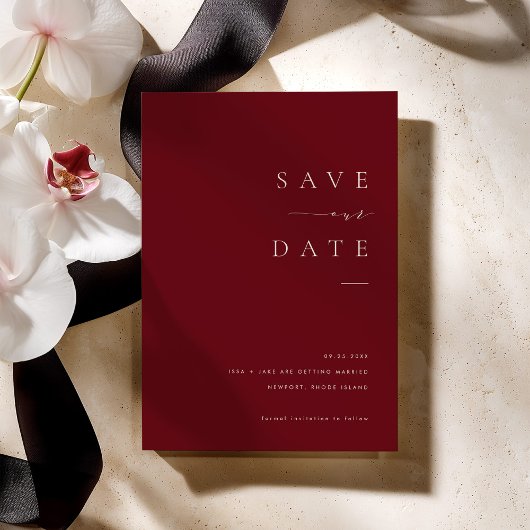 ISSA Bugundy Elegant Save the Date Photo Invite Einladung
