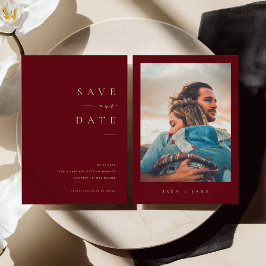 ISSA Bugundy Elegante Save the Date Foto-Einladung Einladung