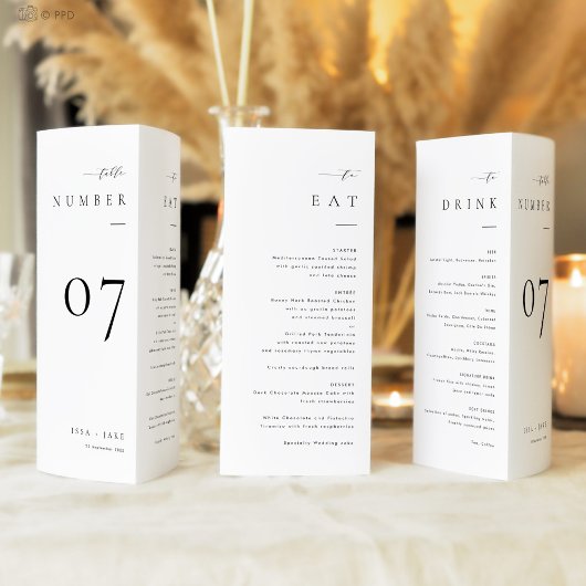 ISSA Elegant Trifold Table Numbers with Menu