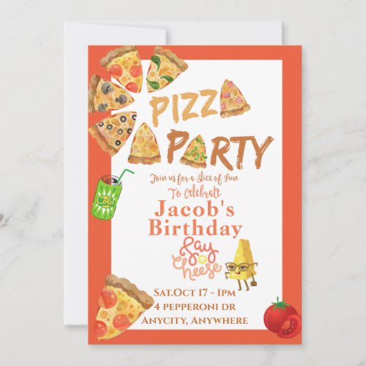 Issa Pizza Party Einladung Card (Vorderseite)
