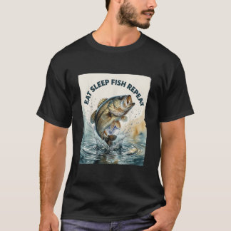Issen Schlafen Fischen Wiederholen T-Shirt