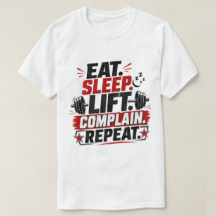 Issen Schlafen Heben Beschweren Wiederholen Lustig T-Shirt