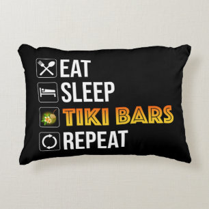Issen. Schlafen. Tiki Bars. Wiederholen Dekokissen