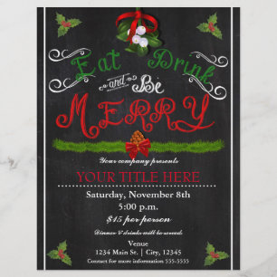 ISSEN TRINKEN SEI FROH Weihnachten Kreide Party Fl Flyer