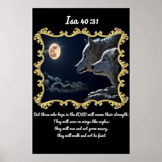 Ist 40:31 Wölfe schauen in den Vollmond. Poster (Vorne)