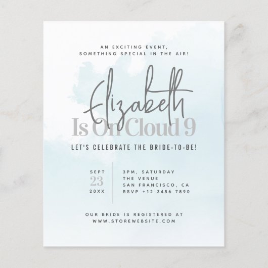 Ist auf Cloud Nine moderne Bridal Dusche Einladung Flyer (Vorne)
