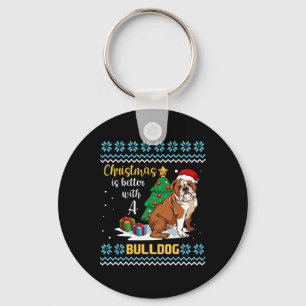 Ist besser mit einem Bulldog Pajama Dog Welpe X-ma Schlüsselanhänger
