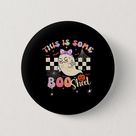 Ist Boo Sheet Niedlich Ghost Retro Halloween Kostü Button (Vorderseite)