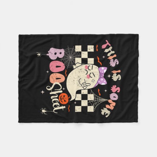 Ist Boo Sheet Niedlich Ghost Retro Halloween Kostü Fleecedecke (Vorderseite (Horizontal))