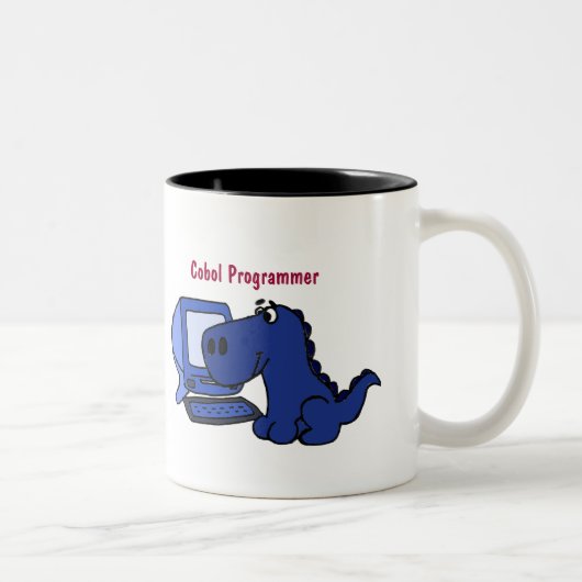 IST COBOL-Programmierer-Dinosaurier-Tasse Zweifarbige Tasse (Rechts)