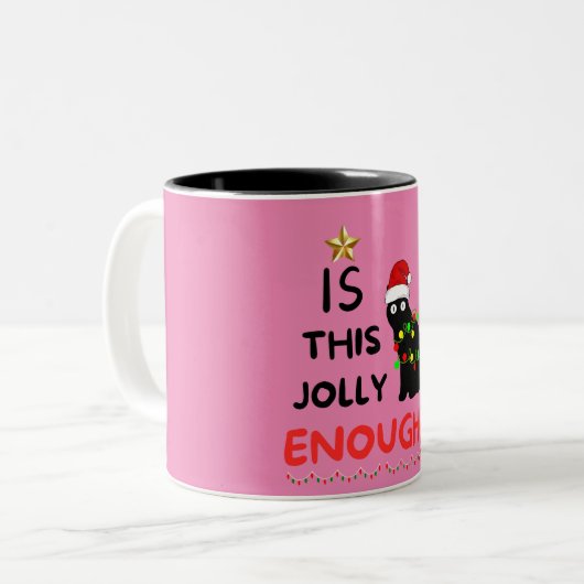 Ist das Jolly genug, Weihnachts-Grinch Zweifarbige Tasse (Vorderseite Links)