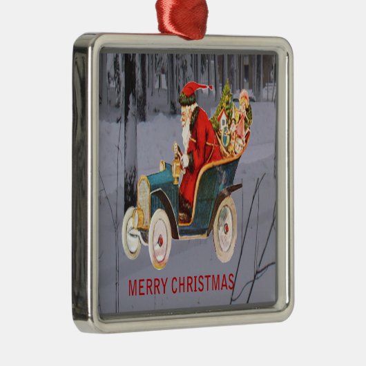 Ist der Weihnachtsfahrer zu Ihrer Stadt Premium Sq Ornament Aus Metall (Rechts)
