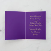 "ist die Jahreszeit, um fröhlich zu sein" Lila Wei Karte (Innenseite)