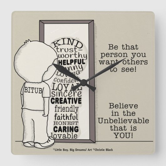 Ist diese Person Quadratische Wanduhr (Vorderseite)