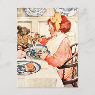 Ist dieser Haferbrei nicht lecker, Teddy? Postkarte