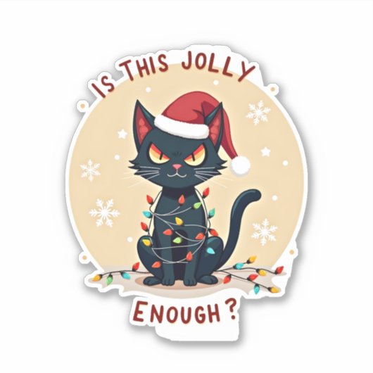 Ist dieser Jolly genug lustige schwarze Katze Weih Aufkleber (Vorderseite)