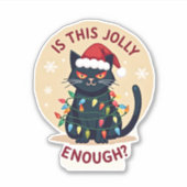 Ist dieser Jolly genug lustige schwarze Katze Weih Aufkleber (Vorderseite)