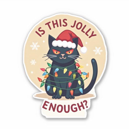 Ist dieser Jolly genug lustige schwarze Katze Weih Aufkleber (Vorderseite)