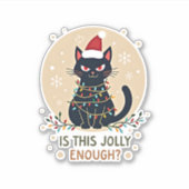 Ist dieser Jolly genug lustige schwarze Katze Weih Aufkleber (Vorderseite)