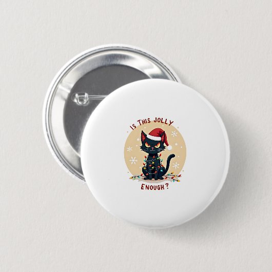 Ist dieser Jolly genug lustige schwarze Katze Weih Button (Vorne & Hinten)