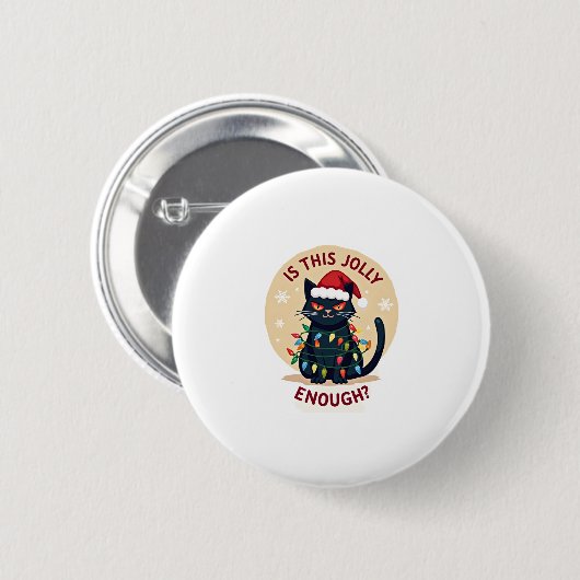 Ist dieser Jolly genug lustige schwarze Katze Weih Button (Vorne & Hinten)