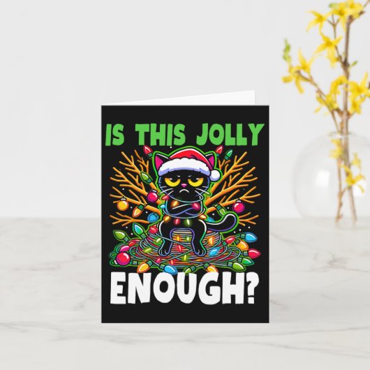 Ist dieser Jolly genug lustige schwarze Katze Weih Karte (Gelbe Blume)